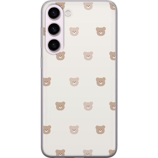 Samsung Galaxy S23+ Genomskinligt Skal Teddy Background – gulliga nallar mot mjuk bakgrund