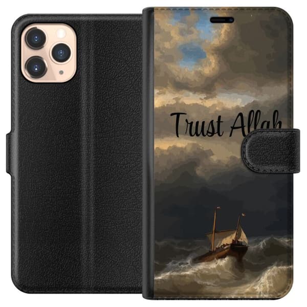 Kompatibel Tegnebogsetui til Apple iPhone 11 Pro Trust Allah över stormigt hav brun