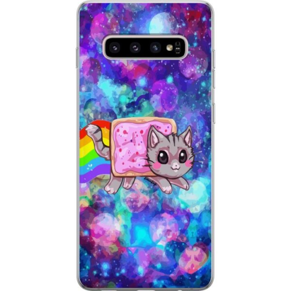 Samsung Galaxy S10+ Läpinäkyvä kuori Lentävä kissa