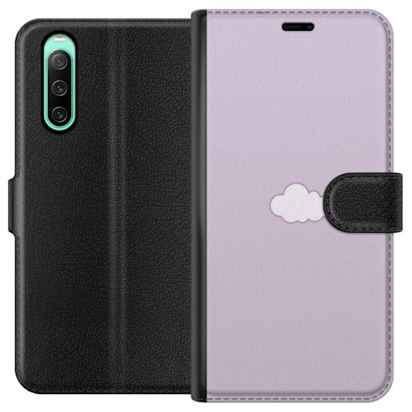 Sony Xperia 10 IV Plånboksfodral Lila Moln – minimalistiskt moln på lila bakgrund