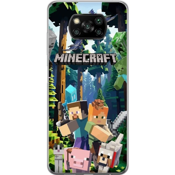 Xiaomi Poco X3 NFC Läpinäkyvä kuori Minecraft-matkapuhelinkotelo metsällä ja pikselityylisillä hahmoilla