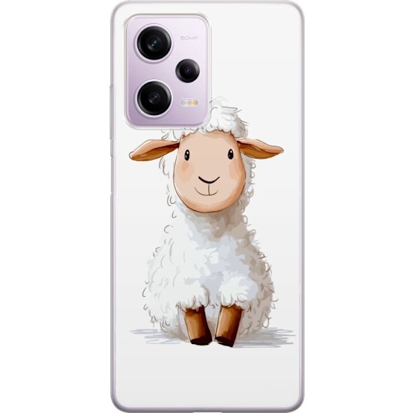 Xiaomi Redmi Note 12 Pro Gennemsigtig cover Sødt Lamm - tegneseriestil til børn og babyprodukter