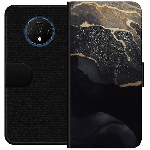 OnePlus 7T Plånboksfodral Svart guld abstrakt