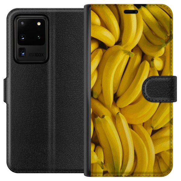 Samsung Galaxy S20 Ultra Plånboksfodral Banana Pattern – lekfullt mönster med gula bananer