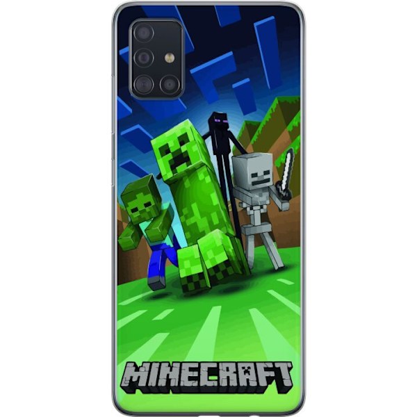 Samsung Galaxy A51 Läpinäkyvä kuori Minecraft Creeper mobilskal i klassisk grön pixelstil