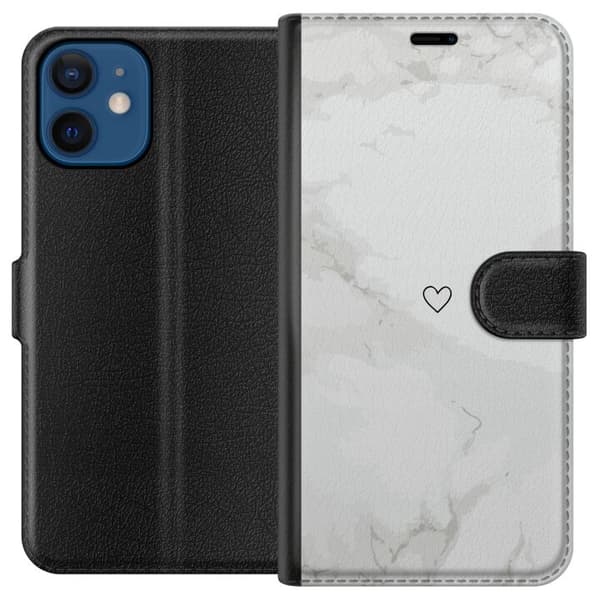 Kompatibel Tegnebogsetui til Apple iPhone 12 mini Marmorkerte