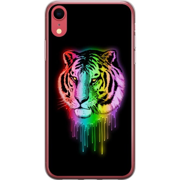 Apple iPhone XR Genomskinligt Skal Neon Tiger
