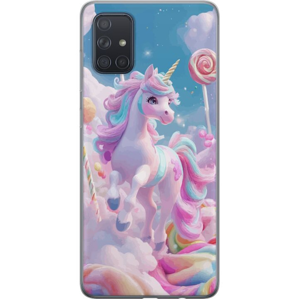 Samsung Galaxy A71 Gennemsigtig cover Enhjørning Candy Pastel Kawaii Motiv Sød Populær Farve Grafisk Trend Børne Motiv Fantasy Art