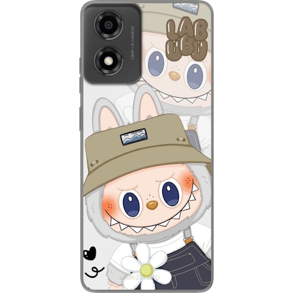 Motorola Moto E14 Gennemsigtig cover Labubu Minimal Mood - Enkel og stilren monsterdesign