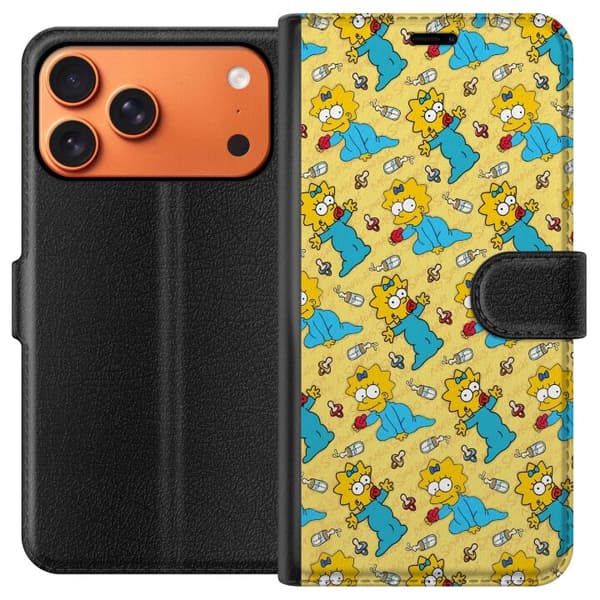 Kompatibel Tegnebogsetui til Apple iPhone 17 Pro Max Mønster med Maggie Simpson, sutter og sutteflasker gul