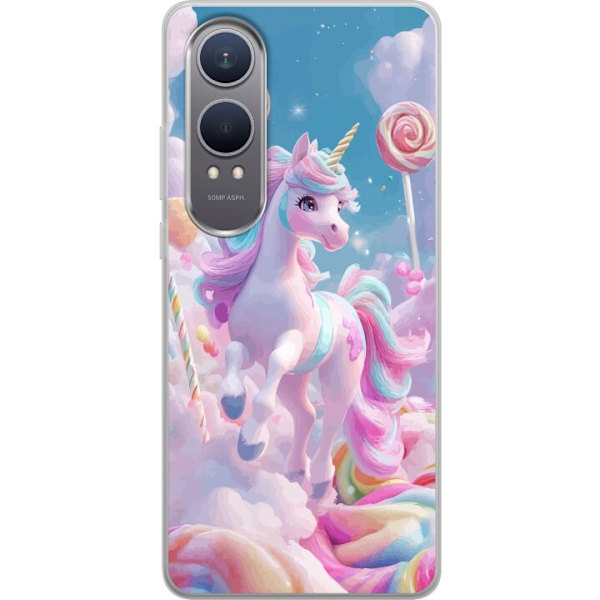 OnePlus Nord CE4 Lite Gennemsigtig cover Enhjørning Candy Pastel Kawaii Motiv Sød Populær Farve Grafisk Trend Børne Motiv Fantasy Art