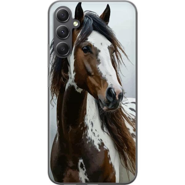 Samsung Galaxy A24 4G Genomskinligt Skal Häst Djurmotiv Grafisk Design Natur Kraftfullt Motiv Populär Väggkonst Djurtema Ridning