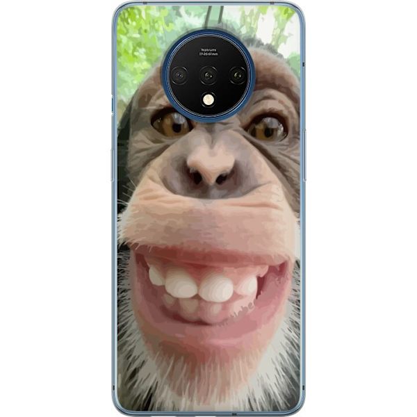 OnePlus 7T Läpinäkyvä kuori Simpanssi Selfie Rauhallinen Graafinen Suunnittelu Apinan Aihe Suosittu Urban Art Tyyli