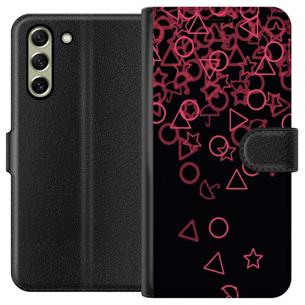 Samsung Galaxy S21 FE 5G Plånboksfodral Squid Game Ikoner Serie Design Populärt TV Spel Ikoner Grafiskt Motiv Asiatisk Trend Dramaserie