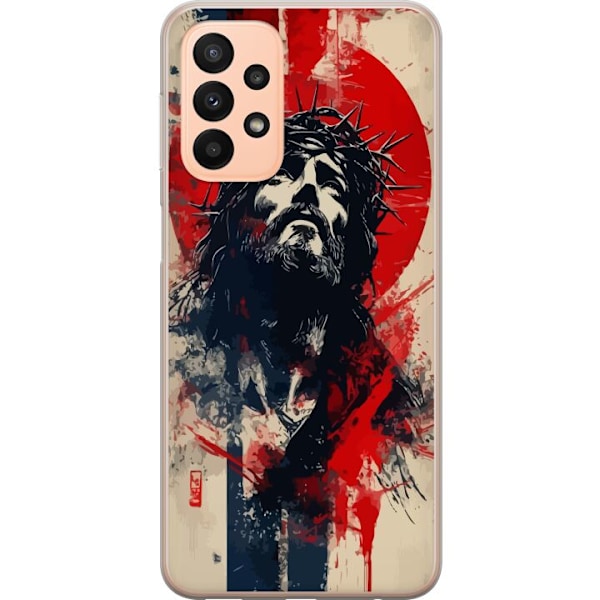 Samsung Galaxy A23 Genomskinligt Skal Jesus med kors – kristet motiv med stark symbolik om tro och hopp