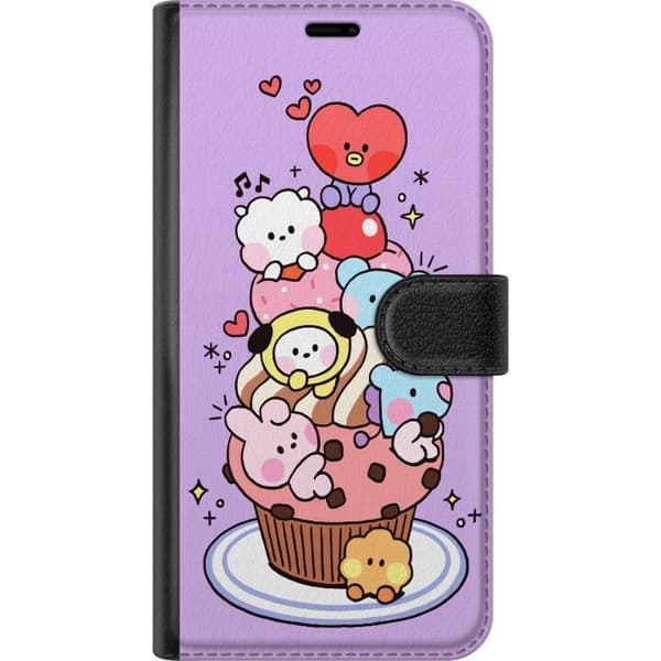 Kompatibel Tegnebogsetui til Apple iPhone 11 Sød cupcake med kawaii-dyr og hjerter