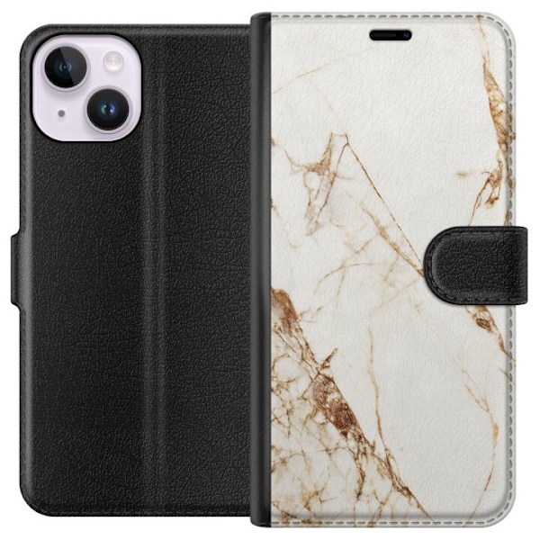 Apple iPhone 14 Plånboksfodral Vit marmor