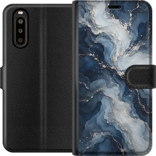 Kompatibelt Lommeboketui til Sony Xperia 10 II Blå marmor blå