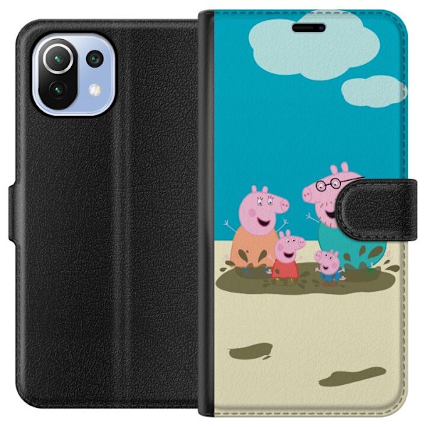 Xiaomi Mi 11 Lite Plånboksfodral Greta Gris Familjen George Lerpöl Barnmotiv Serie Populär Barnkaraktär Glädje