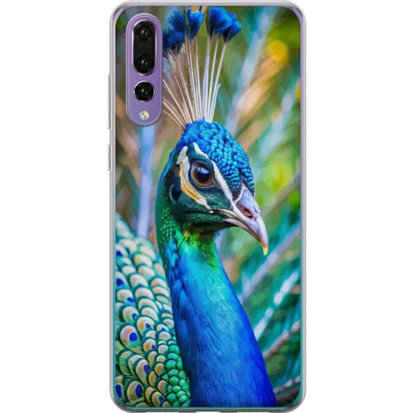 Huawei P20 Pro Genomskinligt Skal Påfågel Fjädrar Färgstark Design Fågelmotiv Exotiskt Grafiskt Motiv Natur Lyxig Dekoration