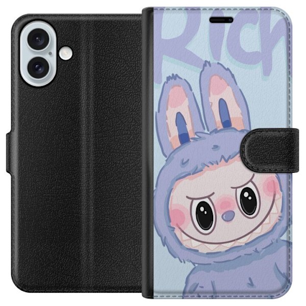 Apple iPhone 16 Plus Lommeboketui Blå Kanin Labubu