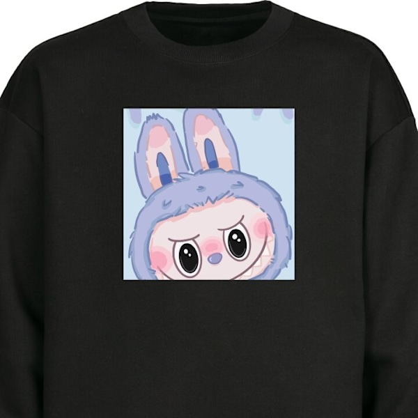 Sweatshirt til Voksne | Klassisk Collegebluse Blue Bunny Labub sort S