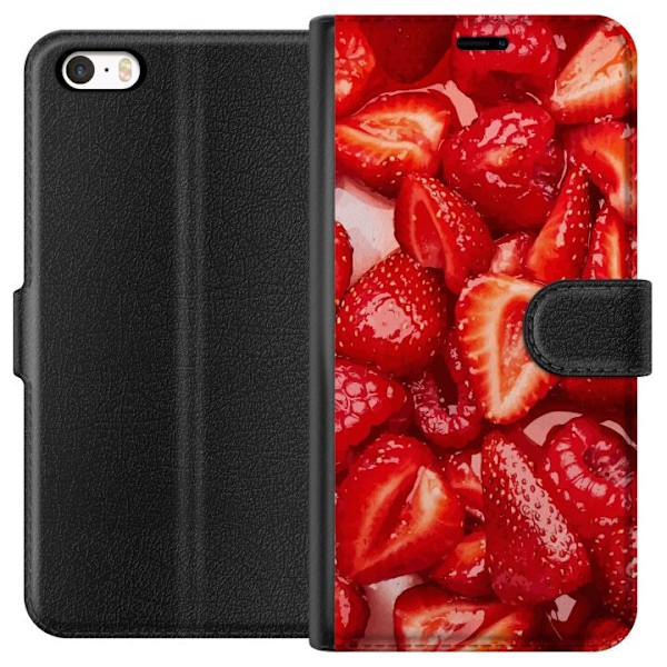 Apple iPhone 5 Plånboksfodral Jordgubbsmönster – sött motiv med sommarkänsla
