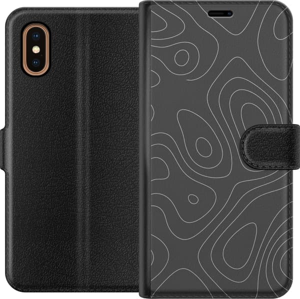 Kompatibel Tegnebogsetui til Apple iPhone XS Max Grå kortlinjer grå