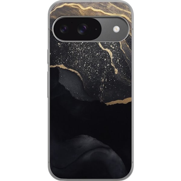 Google Pixel 9 Pro Gjennomsiktig deksel Svart gull abstrakt