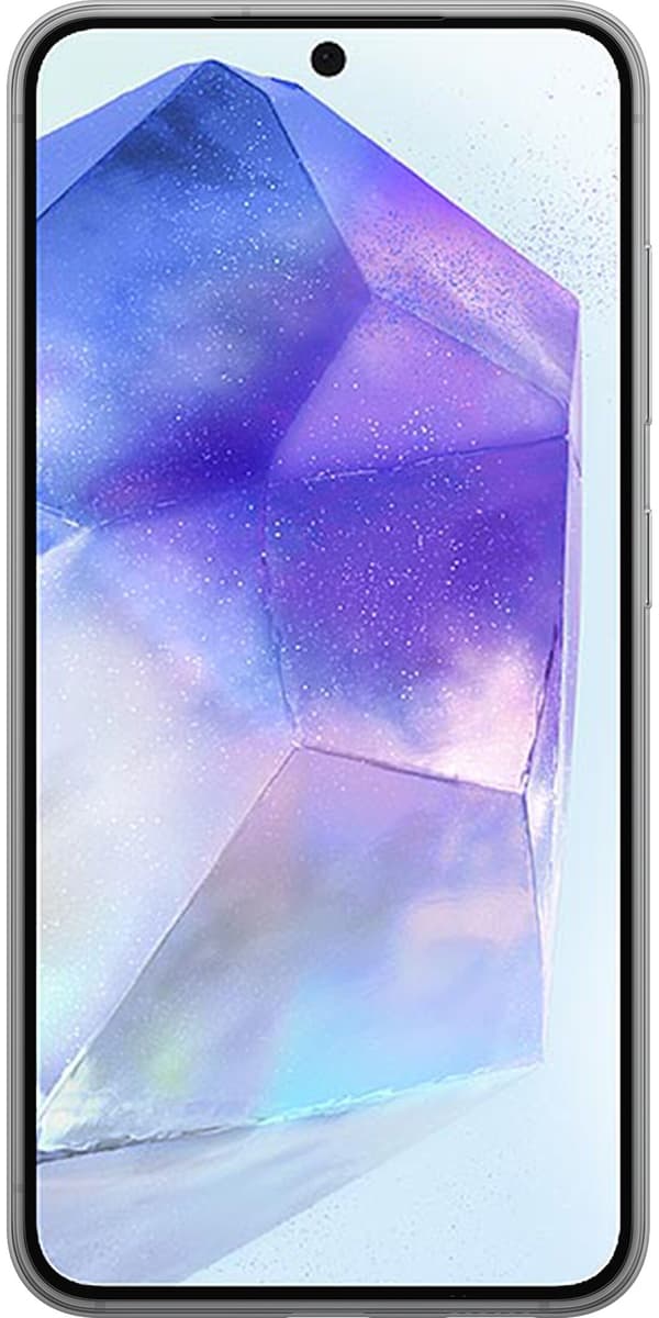 Kompatibel Mobilcover til Samsung Galaxy A55 Audi – Sølvfarvede ringe – Fire sølvfarvede ringe over grå og sorte diagonale linjer på grå baggrund grå