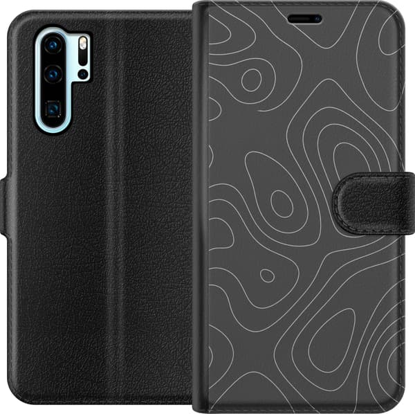 Kompatibelt Lommeboketui til Huawei P30 Pro Grå kartlinjer grå