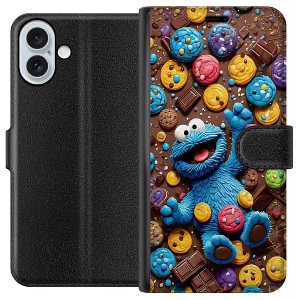 Kompatibel Tegnebogsetui til Apple iPhone 16 Plus Kakmonster bland kakor