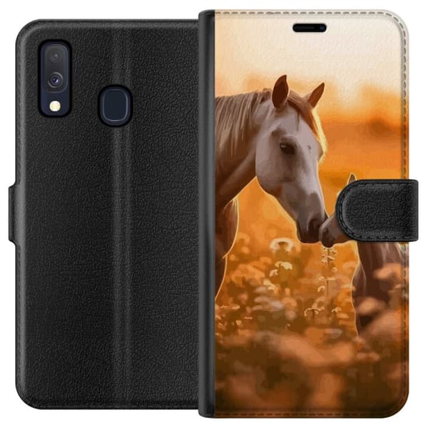 Kompatibel Tegnebogsetui til Samsung Galaxy A40 Heste