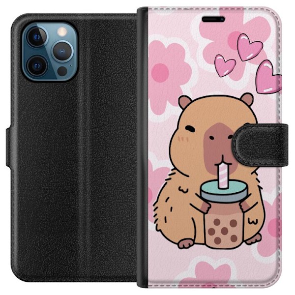 Apple iPhone 12 Pro Tegnebogsetui Kawaii Capybara Hjerte Anime Stil Sød Design Dyremotiv TikTok Populær Gave Pige