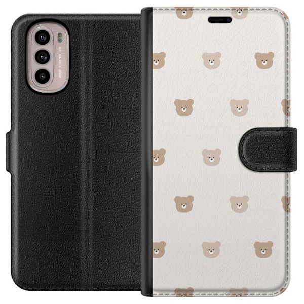 Motorola Moto G41 Tegnebogsetui Teddybaggrund - søde teddybjørne mod en blød baggrund