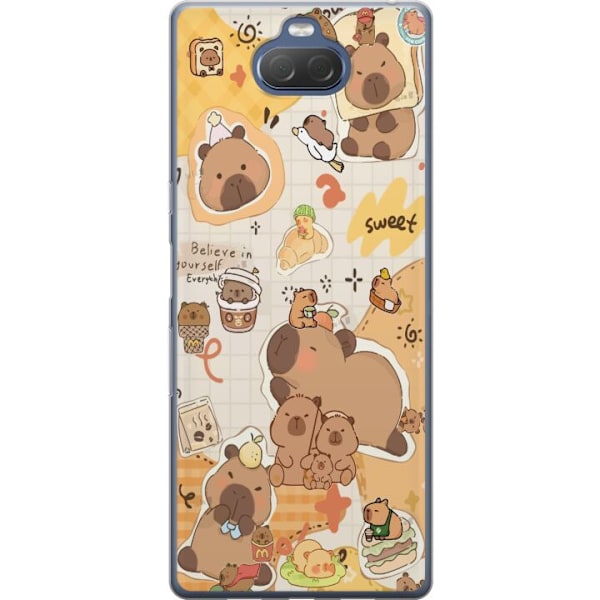 Sony Xperia 10 Plus Genomskinligt Skal Kawaii capybara mobilskal med gulliga djurmotiv