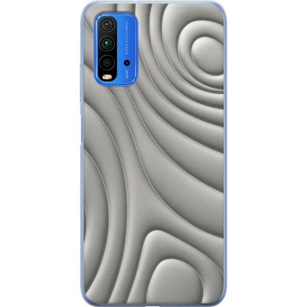 Xiaomi Redmi Note 9 4G Genomskinligt Skal Silver Waves