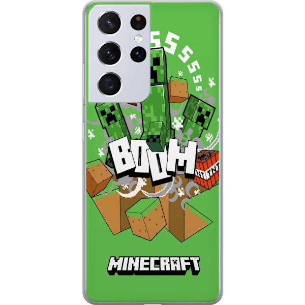 Samsung Galaxy S21 Ultra 5G Genomskinligt Skal Minecraft Boom