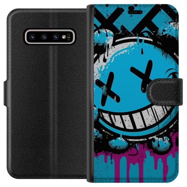 Kompatibelt Lommeboketui til Samsung Galaxy S10+ Glad