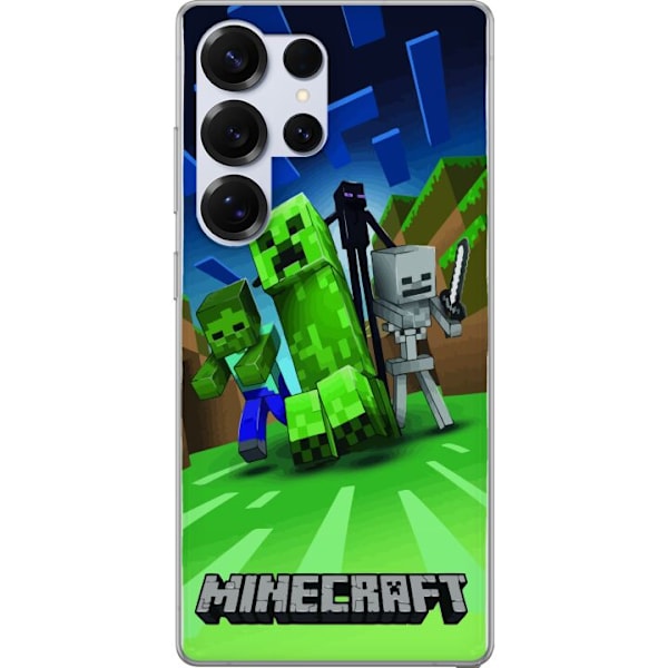 Samsung Galaxy S25 Ultra Genomskinligt Skal Minecraft Creeper mobilskal i klassisk grön pixelstil