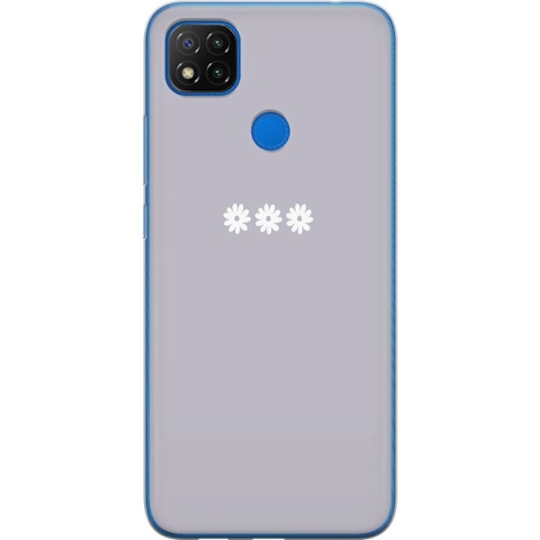 Xiaomi Redmi 9C NFC Genomskinligt Skal Lila Blomminimalism – stilrent blommotiv på lila bakgrund