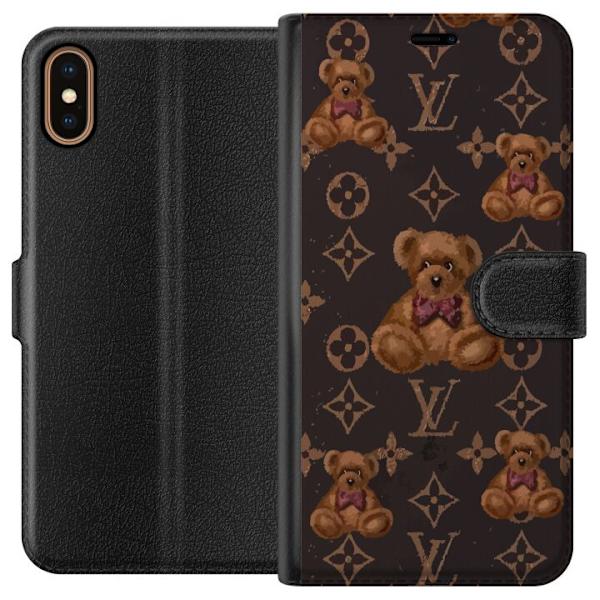 Apple iPhone X Plånboksfodral Louis Vuitton Teddy Bear Mönster Lyx Mode Design Populärt Motiv Fashion Trend Lyxiga Accessoarer