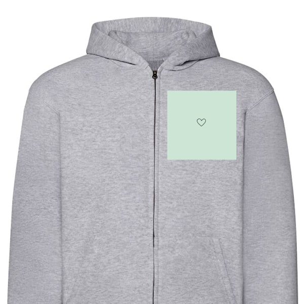 Zip-Hoodie | Hættetrøje med Lynlås til Voksne Simpelt Hjert grå XXL