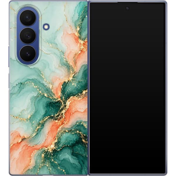 Kompatibelt Mobildeksel til Samsung Galaxy Z Fold7 Turkismarmor turkis