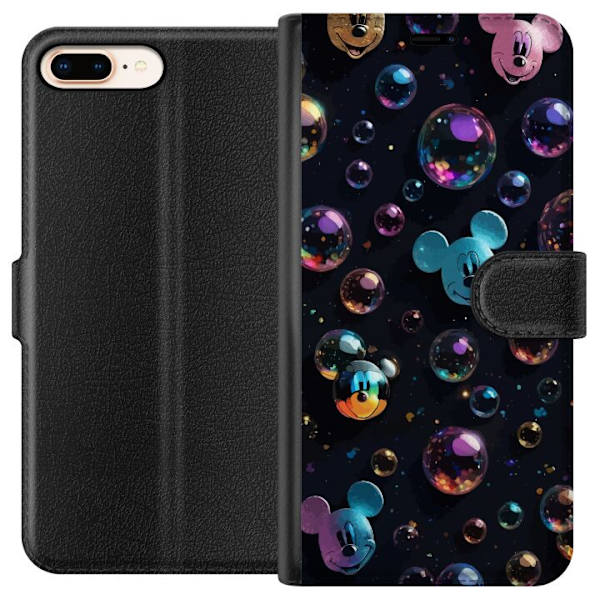 Apple iPhone 7 Plus Plånboksfodral Musse Pigg Disney Bubblor Design Roligt Motiv Populär Disneyfigur Tecknad Serie Barnklassiker