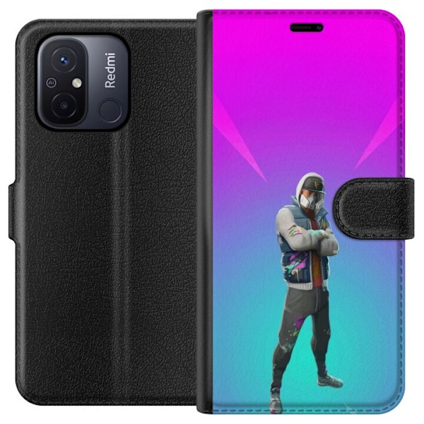 Xiaomi Redmi 12C Tegnebogsetui sort ridder fortnite