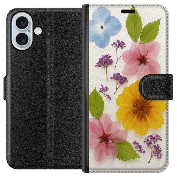 Apple iPhone 16 Plus Plånboksfodral Pressade blommor