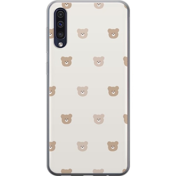 Samsung Galaxy A50 Läpinäkyvä kuori Teddy-tausta - söpöt teddykarhut pehmeällä taustalla