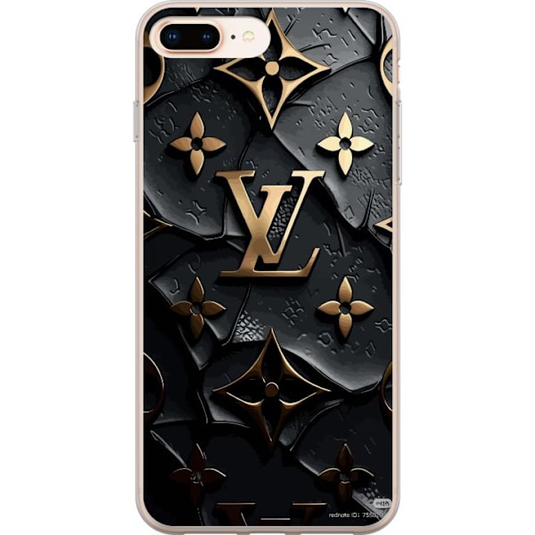 Apple iPhone 8 Plus Läpinäkyvä kuori Louis Vuitton Tumma tila Suunnittelu Musta Ylellisyys Tyyli Muoti Suosittu Graafinen Kuvio Muotisymboli Luksus
