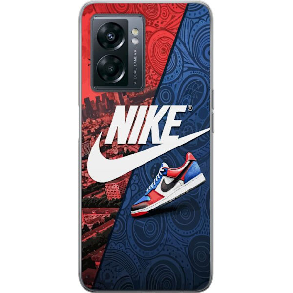 OnePlus Nord N300 Genomskinligt Skal Nike Logotyp Röd Blå Sneaker Stil Sport Fashion Populärt Swoosh Motiv Träningskläder Grafisk Ikon